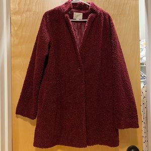 ✨LONG TEDDY BURGUNDY SHAG COAT✨